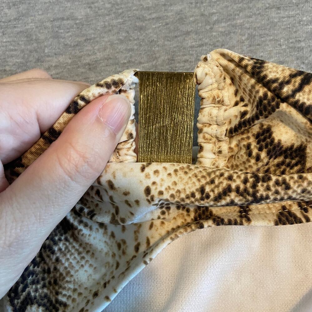 White House Black Market Women's Size Large Brown Cream Snakeskin Swim Bottom - Picture 6 of 9